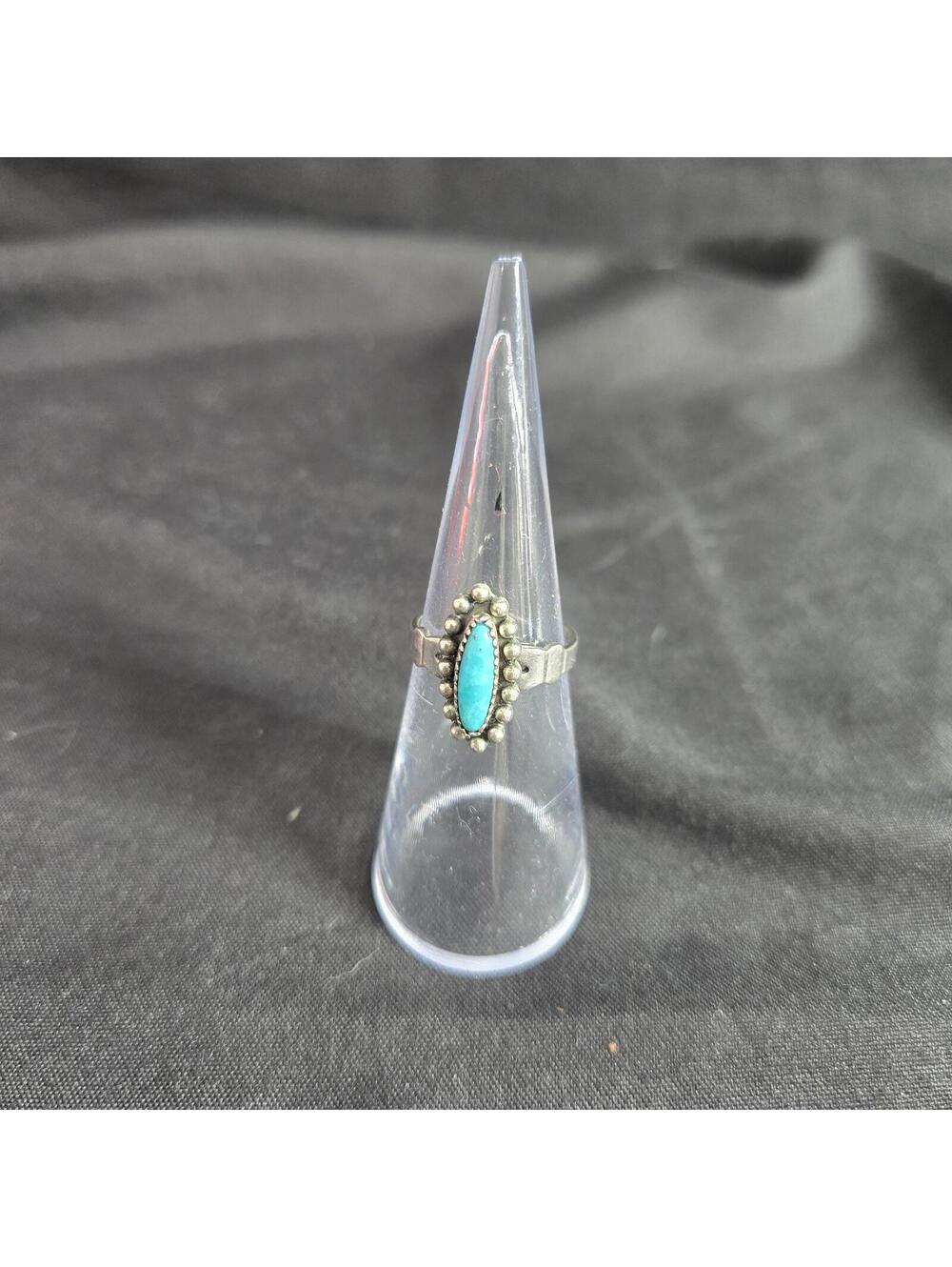 Bell Trading Post Sterling Silver Turquoise Ring Vintage 1960s Southwestern 4.25